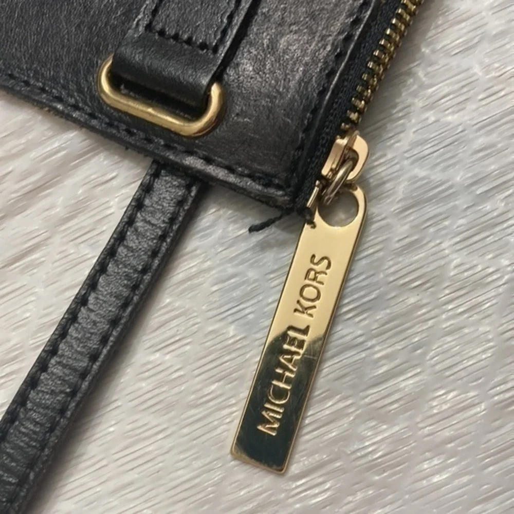 Michael kors black leather Hamilton lock belt bag